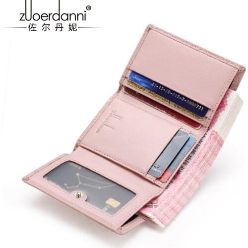 Lovely female fashion leather short wallet coin pocket leather card lady purse A1936