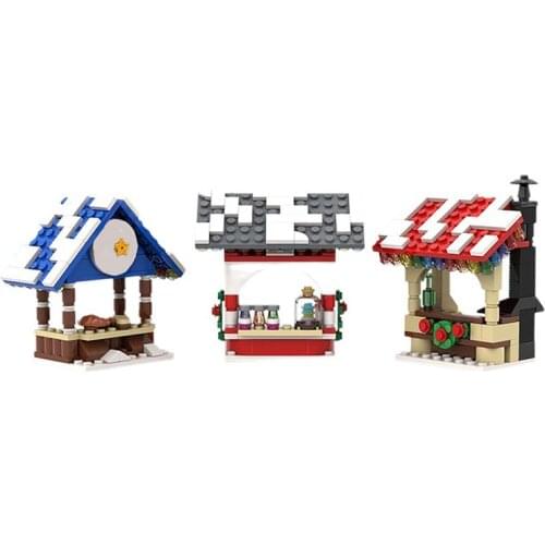 MOC Winter Village Market Stalls Winter theme Girls' Favorite Building Model Building Blocks MOC-18167 Toy Kids Christmas Gifts