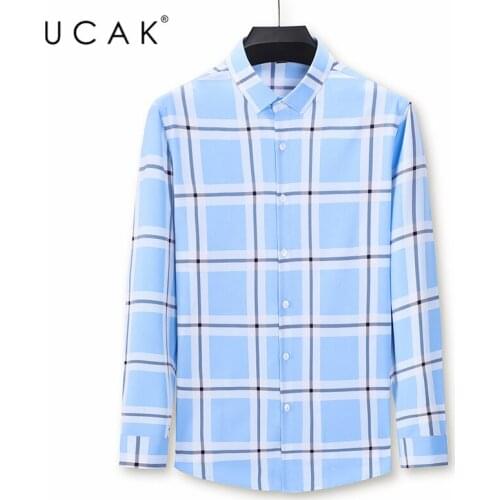 UCAK Brand Striped Pockets Shirts Men Clothing Turn-down Collar Streetwear Shirt Pull Homme Spring Autumn New Men Clothes U6109