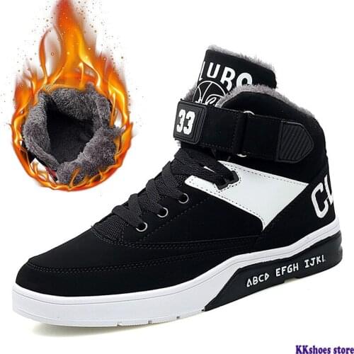 Winter Plus Velvet Warm High-top Sneakers Mens Cross-border Large Size Mens Flats Sneaker Keep Warm Cold Protection
