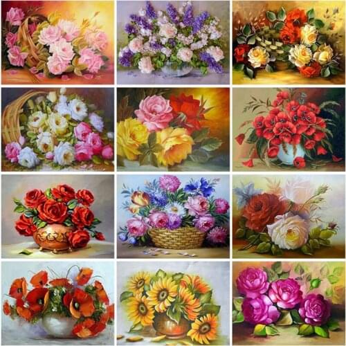 DIY Flower 5D Diamond Painting Full Square Drill Floral Diamond Embroidery Cross Stitch Kit Resin Mosaic Wall Art Home Decor