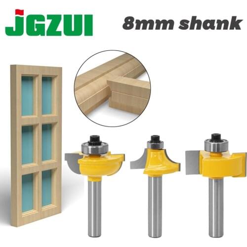 3pcs 8mm Shank Router Bits Set Beading Bit Round Over Bead Frame Door T V Shape Milling Cutter For Wood Power Tools