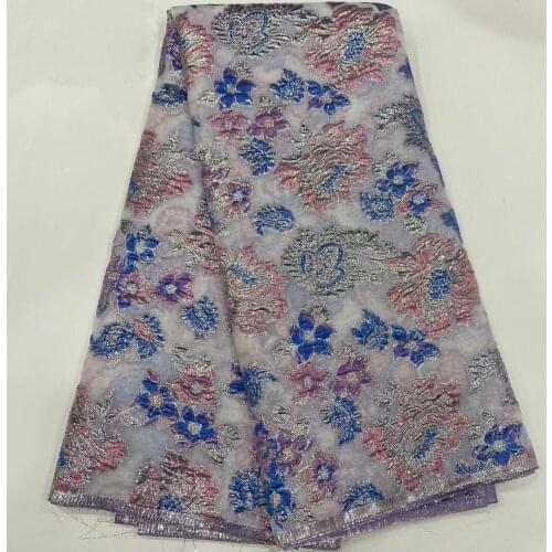 New Jacquard Brocade Lace Fabric African Damask Floral Organza Mesh Material Nigerian French Tulle Net Cloth Dress Tissus POZ34