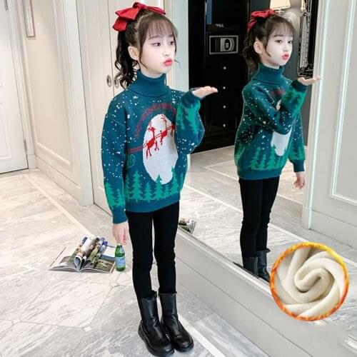 New Girls Sweater Babys Coat Outwear 2021 High Neck Thicken Warm Spring Autumn Jacket Knitting Pullover Childrens Clothing