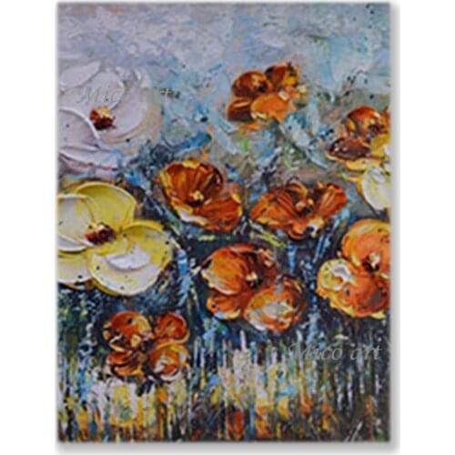 New Arrival Abstract Hot Selling Palette Knife Style Flower Oil Painting Wall Decorative Item Canvas Art Entrance Decor Artwork