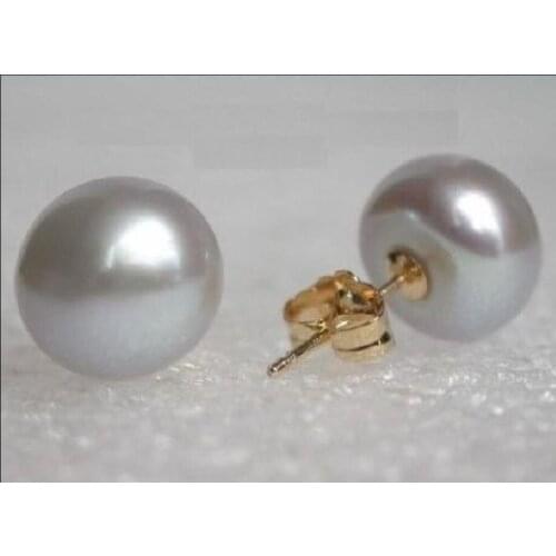 Very perfect 8-9mm natural grey Freshwater pearl earrings