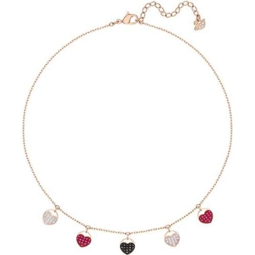 1:1 rose gold inlaid multi-love clavicle necklace pendant diamond elegant atmosphere ladies silver jewelry