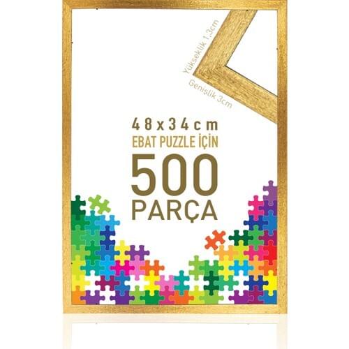 Despio Puzzle and Jigsaw Frame 500 Piece 48x34 cm Ebatında Gold Golden yellow