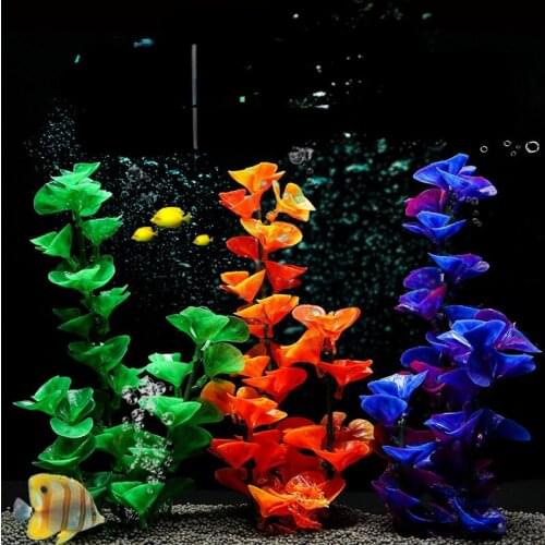 Simulation Artificial Plants Aquarium Decor Purple Blue Artificial Water Grass Plastic Aquarium Plants fish tank decorations