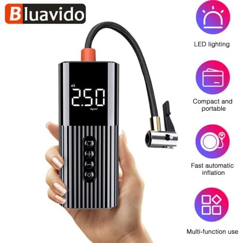 Bluavido Protable Electric Mini Car Air Compressor Air Pump Tire Inflator Auto Tyre Pumb High Pressure Tire Air Inflator Pump