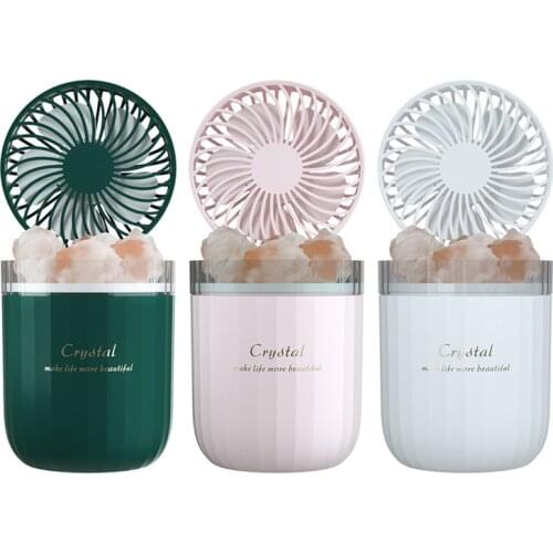 Portable Crystal Aromatherapy Humidifier USB Wireless Aroma Oil Diffuser with Adjustable Fan & Light Air Cooler