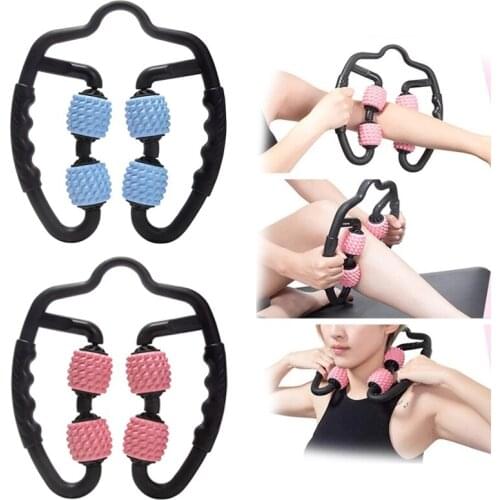 U Shape Trigger Point Massage Roller Arm Leg Neck Muscle Tissue Fitness Gym Yoga Pilates Sports 4 Wheel Bodybuilding Equipment