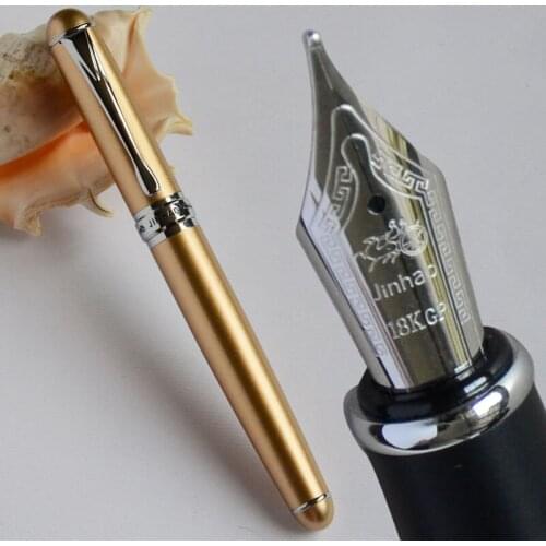 FOUNTAIN PEN 18KGP 0.7mm BROAD NIB JINHAO X750 CHAMPAGNE / SILVER LUXURY OFFICE BLACK BLUE GREY PINK 15 COLORS SELECT JINHAO 750