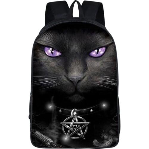 16inch Punk Gothic Cat Head School Bags Student Bagpack Girls Boys Backpack Teenager Backpacks Mochilas Escolares sac a dos