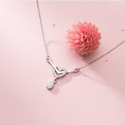 Silver Heart Necklaces 925 Sterling Silver Pendants Necklaces with Cubic Zirconia Fashion Style