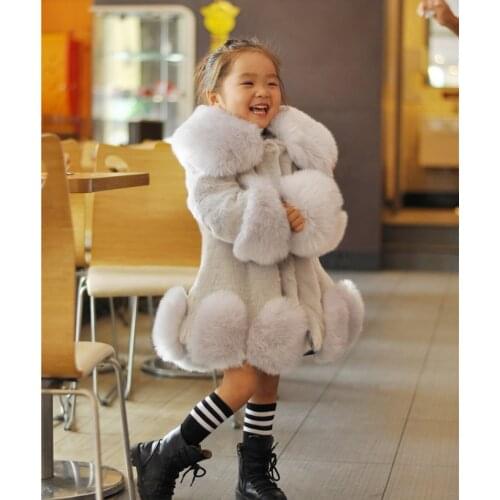 New 2018 Baby Girls Long Sleeve Winter Wedding Faux Fur Brand Fur Coat for Girls Formal Soft Party Coat Kids Wedding Outwear