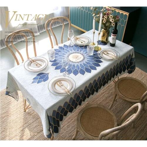 Tablecloth Rectangular Waterproof Petals Machine Washable Table Cover Cloth American Light Luxury Home Kitchen Decoration