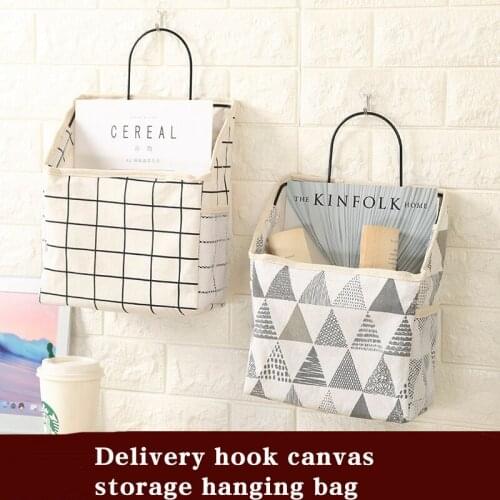 Single Pocket Cotton Linen Sundry Storage Bag Store The Bag Hanging Dormitory And Arrange The Artifact Of Dormitory