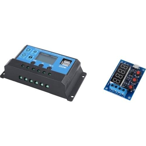 Battery Capacity Meter Discharge Tester 1.2-12V with 30A 12V/24V LCD Auto Regulate PWM Solar Battery Charge Controller