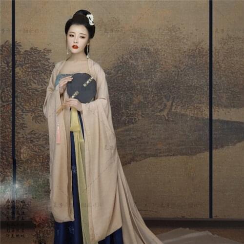 WYJN Light Beige Pink Tang Dynasty Palace Maid High Waist Ruqun Simple Elegant Fairy Thematic Photography Cosplay Hanfu Drama