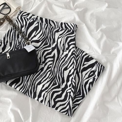 ITOOLIN Chic skirt 2021 new spring autumn korean style womens elegant high waist midi zebra pattern slit a line skirt