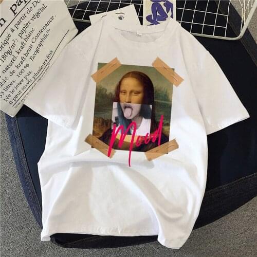 Mona Lisa painting female artistic t-shirts harajuku aesthetic oil painting oversized t shirt Korean clothes