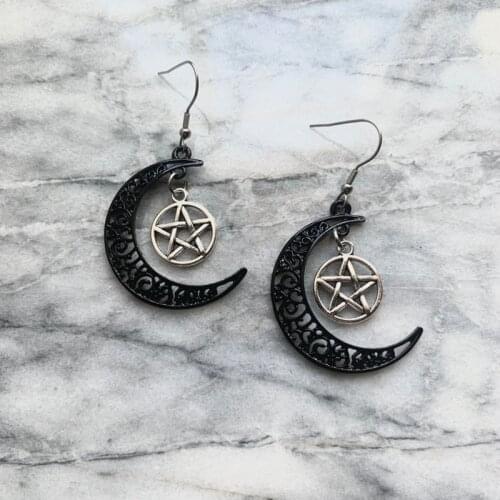 Pentacle Moon Earrings Fashion Goth Statement witch jewelry women gift 2020 new Delicate and beautiful crescent wholesale