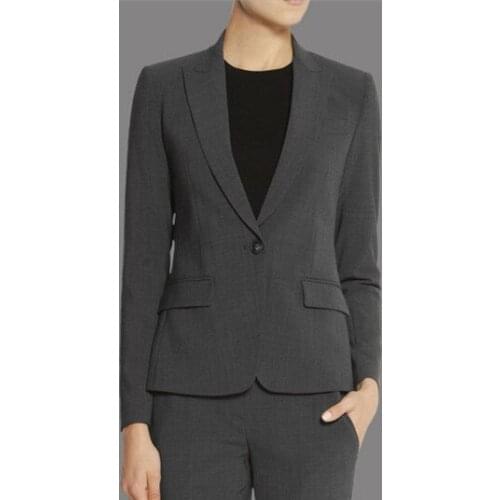 High Quality New 2015 Autumn Winter Fashion Womens Suit Jackets and Pants Sets Gray Formal Ladies suits