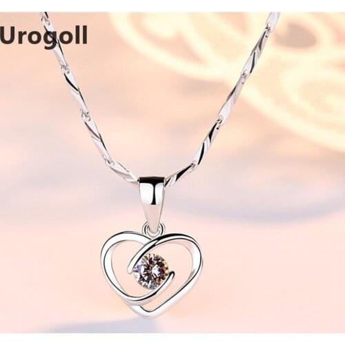 New Fine Jewelry Genuine 925 Sterling Silver Pendant Necklaces For Women Party Jewelry AAA Zirconia Heart Pendant Necklace Gift