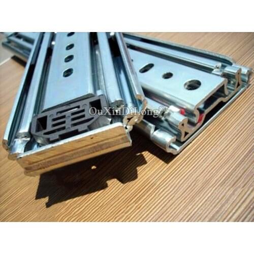 1Pair Heavy 3 Fold Telescopic Steel Ball Bearing Drawer Slides Industrial Machine Rails Slides 40Inch~56Inch Load-bearing 220KG