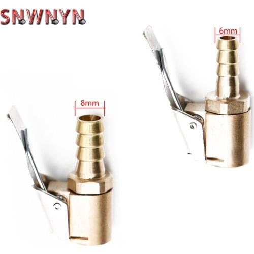 1 pcs AutoCar Brass 6/8mm Tyre Wheel Tire Valve Air Chuck Inflator Pump Valve Connector Clip-on Adapter Car Accessories
