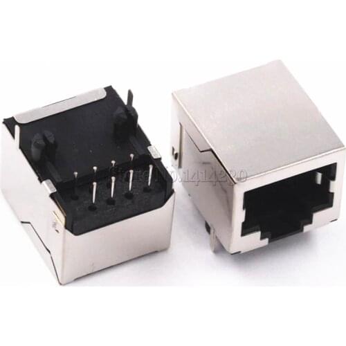 10Pcs RJ45 Socket 8 Pin Cable Interface Shielded Crystal Head Light Copper Shell Connector Female 8P8C