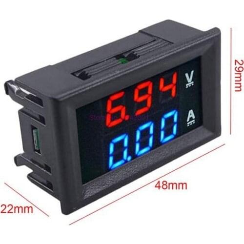 100pcs Mini Digital Voltmeter Ammeter DC 100V 10A Panel Amp Volt Voltage Current Meter Tester Detector Dual LED Display Auto Car