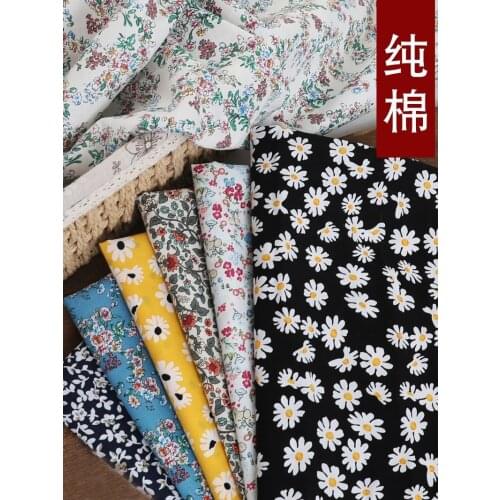 Small Floral Pure Cotton Small Daisies Pastoral Printing Fabric Baby Clothing Dress Handmade DIY Home Apparel Sewing Fabric