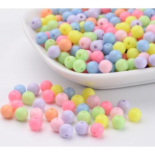 200/500pcs 6mm Round Solid Color Opaque Acrylic Beads Mixed Color For DIY Jewelry Making Hole: 2mm