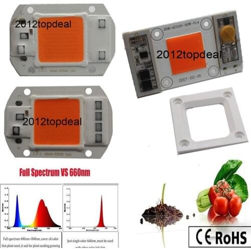 30W 50W 380NM-840NM Full Spectrum LED COB Chip, Integrated Smart IC 110V 220V