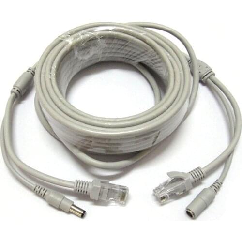 50M/160ft CCTV Network Cable RJ45 Cable 12V DC Power 2.1x5.5mm CAT5/5e Extension CCTV Ethernet IP Cable For IP Camera NVR