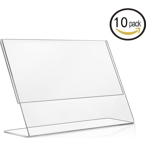 Acrylic Sign Holder 5"x3.5"(89mmx127mm) Price Tag Rack with Slant Back for Notice, Info, Menu, Price Sheet, Photos