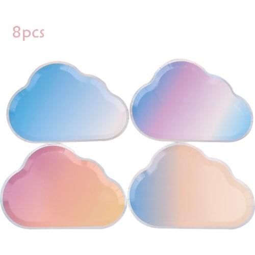 Party Decorations Birthday Party Decorations Kids 8 Pcs/1 Bag Cute Gradient Rainbow Clouds Paper Plates Wedding Decoration