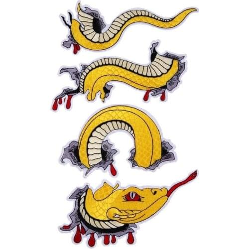 Cartoon Animal Snake Dragon Letters Punk Embroidery Applique Iron on Patches for Clothes Badges Stripe Diy Patch Set for T-shirt