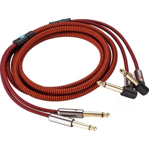 1/4" Jack Audio Cable Dual Straight 6.35mm to Dual Angled 6.35mm Amp Mixer Electronic Organ Hifi Guitar Cable OFC 1M 2M 3M 5M 8M