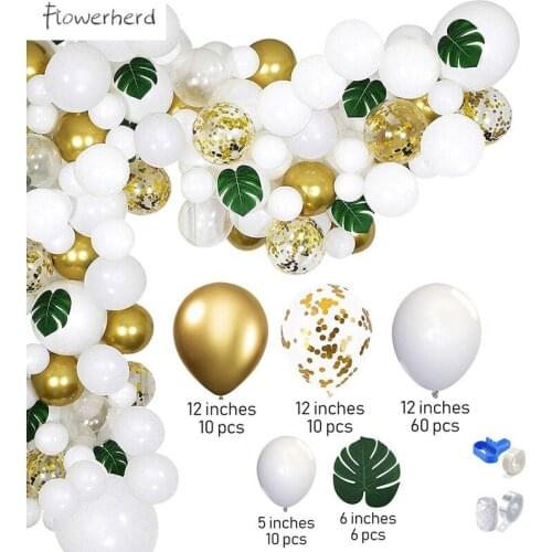 White Gold Theme Balloon Garland Arch Kit 100Pack Hawaiian Latex Confetti Balloons Party Birthday Decoration Wedding Baby Shower