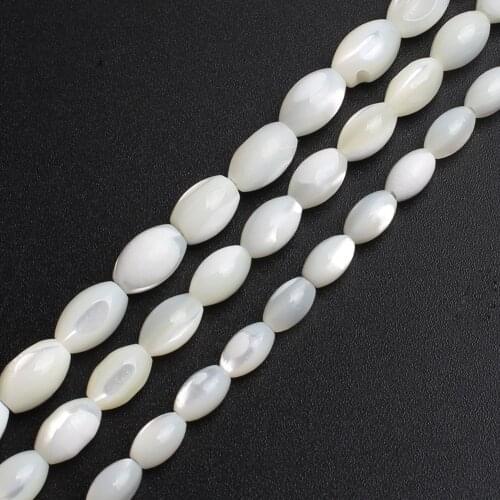 Rice-shaped White Mother Of Pearl Mop Beads Shell Loose Beads For Jewelry Making Bracelet Necklace 15 inches Diy Jewelry