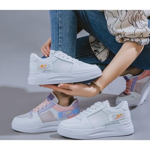 White Shoes Womens Summer Thin Mesh Breathable Hollowed Womens Shoes Casual Sneakers