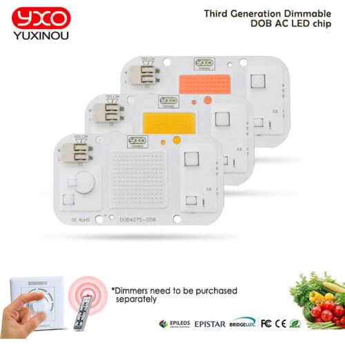 Solderless LED DOB Chip Lamp 50W AC 110V IP65 Smart IC Fit Driverless COB LED For DIY LED Floodlight Cold White Warm White Blue