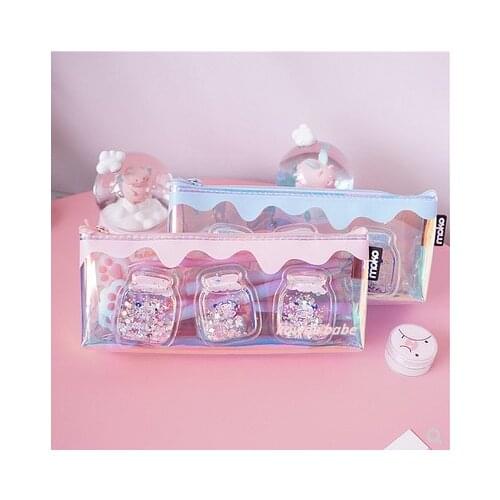 Pencil Case Lapiz Laser Etui Piornik Para Lapices Escolares Stationery Kawaii Trousse Scolaire Stylo School Supplies Transparent