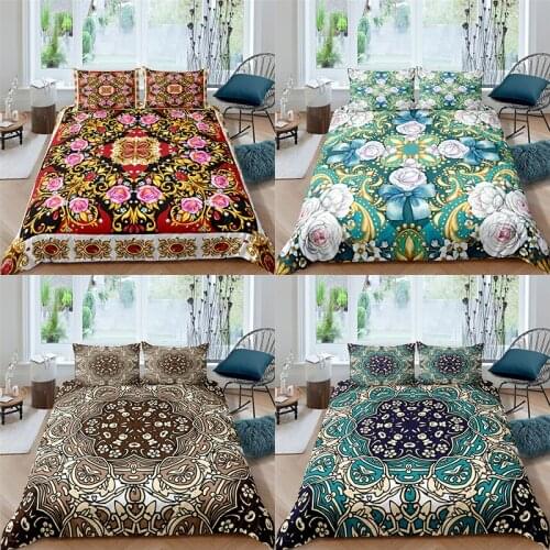 Home Textiles Luxury 3D Flower Print Duvet Cover Set 2/3 Pcs Pillowcase Kids Bedding Set AU/EU/UK/US Queen and King Size