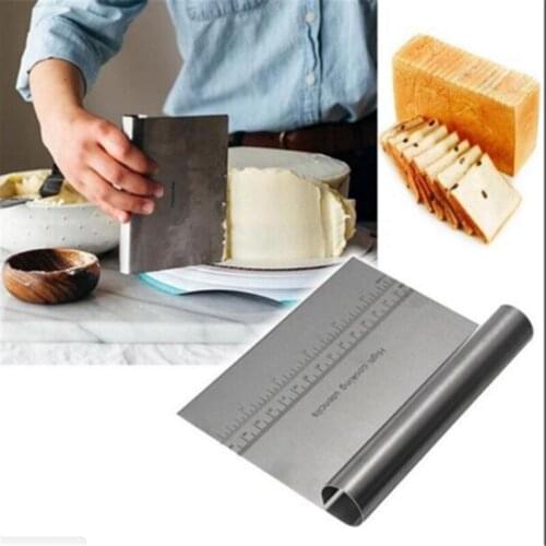 Flour Scraping Baking Tool Stainless Steel Design Kitchen Tool with Scale Cutting Knife Fondant Cake Baking