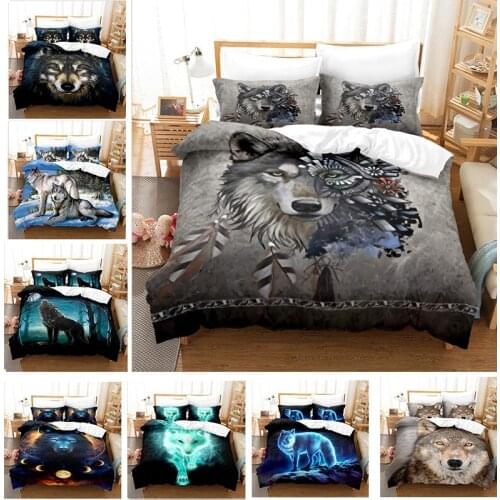 Wolf Dream Catcher Bedding Set Printing Animal Duvet Cover Set Queen King Size Comforter Bed Cover Set Decor Home