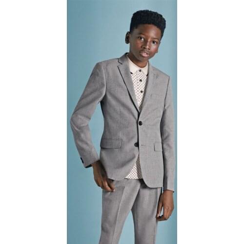 Custom Made Gray Boys Pants Suits 2 Pieces Set Tuxedos for Wedding Dinner Children Kids Tuxedo
